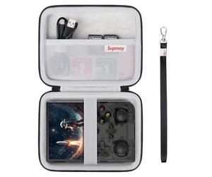 Supmay Étui de transport rigide pour console de jeu portable G350/RG40XXV/RG405V/RG406V rétro, support de rangement de voyage avec sac en maille pour carte SD, câble de charge USB, manuel de