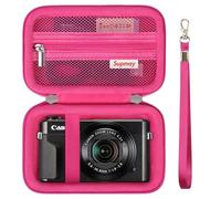 Supmay étui de Voyage Dur pour Appareil Photo numérique Canon Powershot G7 X Mark II / G7 X Mark III, Sac de Stockage Protecteur avec Poche en Maille pour Batterie, câble de Charge, Roserouge