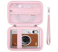 Supmay étui Dur de Transport pour caméra instantanée Fujifilm Instax Mini Evo, étui de Stockage de Voyage d'imprimante Instax Mini avec Poche en Maille Peut Stocker des câbles USB, Film, Rose