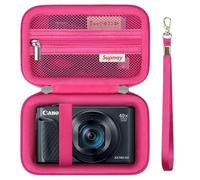 Supmay étui dur pour appareil photo numérique Canon PowerShot SX740 / SX730 / SX720 / SX620 / G7X, sac de stockage protecteur avec poche maillée à fermeture éclaire pour batterie, câble USB, Roserouge