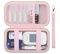 Supmay Étui rigide pour fournitures pour diabétiques - Sac de transport pour test de diabète - Moniteur de glycémie avec bandelettes de test de glycémie - Lancettes - Rose