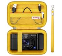 Supmay Sac de Transport pour Sony RX100 VII / RX100 VI / RX100 V / RX100 IV / RX100 III caméra compacte Premium, Sac de Voyage de Stockage avec Poche en Maille pour câble de Charge, Jaune