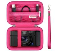Supmay Sac de Transport pour Sony RX100 VII / RX100 VI / RX100 V / RX100 IV / RX100 III caméra compacte Premium, Sac de Voyage de Stockage avec Poche en Maille pour câble de Charge, Roserouge