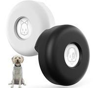 SUPMEGA Support AirTag pour Collier de Chien et de Chat, [Glisser sur Le Collier] [Non Pendant] étui de Protection Compact en Silicone, (2 pièces, Noir+Blanc)