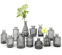 SUPMIND Lot de 12 Vases à Bourgeons Noirs - Petits Vases à Fleurs pour Centres de Table, Mini Vintage pour Mariage Rustique, Décoration de Maison et Table