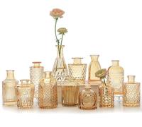 SUPMIND Lot de 12 vases en Verre ambré pour centres de Table, Mini vases Vintage pour Mariage, Maison, décoration de Table