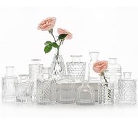 SUPMIND Lot de 12 vases en Verre Transparent pour centres de Table, Mini vases Vintage pour Mariage, Maison, décoration de Table