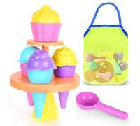 SupMLC Jouets de plage pour glaces, jouets de sable pour tout-petits, essentiels pour la plage et les filles, moules à sable, pelles avec sac en maille pliable, jouets de sable de voyage pour