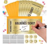 SUpoetry 6 Set Cartes à Gratter Golden T-icket, Carte à G-ratter Ticket d'O-r Avec Espace Pour Écrire Soi-Même, Ticket d'Or Cartes De Vœux, Carte à Gratter Ticket d'Or Avec Personnalisation