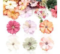 SUpoetry 60 Pièces Fausses Fleurs, Fleurs Artificielles, Multicolore Marguerite, Tête Marguerite Artificielle, Craft Decor Wedding Home Decor, Diamètre 4,5cm