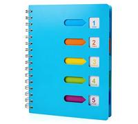 SUpoetry Carnet à Spirales A5, Cahier Intercalaire avec 5 Onglets de Couleur, 240 pages Cahiers De Projet à Spirale pour Étudiants, au Bureau, l'Écriture et la Planification, 14,5 x 21 cm, Bleu
