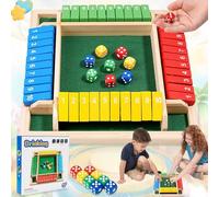 SUpoetry Shut The Box J-eux en B-ois 8 Dés Colorés 2-4 Joueurs, Shut The Box Jeu de Dés en Bois, Adultes Enfants Jeux de Société en Bois Jeux Mathématiques pour Salle de Classe Maison Fête