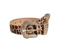 Supoion Ceinture fantaisie avec imprimé léopard et boucle florale sculptée