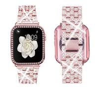 SUPOIX Compatible avec Apple Watch Band 38 mm + étui Femmes Bijoux Bling Diamant Strass Remplacement Bracelet en métal et étui de protection en T
