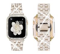 SUPOIX Compatible avec Apple Watch Band 38 mm + étui Femmes Bijoux Bling Diamant Strass Remplacement Bracelet en métal et étui de protection en T