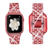 SUPOIX Compatible avec Apple Watch Band 41 mm + Coque Femmes Bijoux Bling Diamant Strass Remplacement Bracelet en M tal et Coque de Protection en TPU