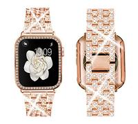 SUPOIX Compatible avec bracelet Apple Watch de 41 mm + étui, bijoux pour femme, bracelet de rechange en métal et coque de protection en TPU souple pour iWatch Series 7/8 (or rose)
