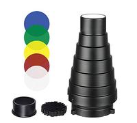 Supon Métal Corps Photo Studio Snoot Conique avec Grille nid d'abeille 5 Pcs Kit de filtres de Couleur pour Bowens Mont Strobe Flash Speedlight Modificateur de Lumière Photographie Idéal Moonlights