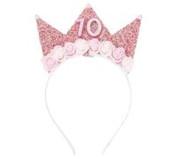SuPoo Décorations de 10e anniversaire pour fille - Bandeau d'anniversaire pour fille - Couronne d'anniversaire pour filles - Bandeau à paillettes pour fête d'anniversaire de 10 ans - Diadème de