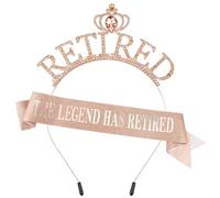 SuPoo Écharpe de retraite en or rose pour femme avec strass - Diadème - Cadeau de retraite - Couronne élégante - Décorations de fête de retraite