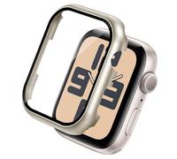 Supore Coque avec Protection Écran Compatible avec Apple Watch SE Series 6 5 4 44 mm, Aluminium Coque Protection Écran Ultra Mince, Film en Verre Trempé Intégré Haute Sensibilité (Lumière des étoiles)