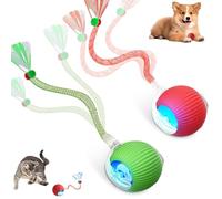 Supore Jouet Chat Interactif, Balle Chat Qui Bouge Toute Seule Interieur avec Speedy Tail 2.0 Chat Balle Interactive Chat Intelligent, Balles Roulante Automatique pour Chats et Chiens (Rouge+Vert)