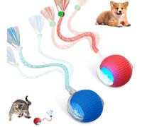 Supore Jouet Chat Interactif, Balle Chat Qui Bouge Toute Seule Interieur avec Speedy Tail 2.0 Chat Balle Interactive Chat Intelligent, Balles Roulante Automatique pour Chats et Chiens (Rouge+Bleu)