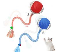 Supore Lot de 2 Jouet Chat Interactif,Balle Chat Jeux pour Chat Interieur,Doté d'une Queue Qui Clignote et Bouge Rapidement, il Réveille l'instinct de Chasseur du Chat/Chien (Bule+Red)