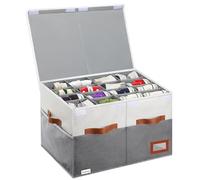 Supowin Organiseur de chaussures pour placard, grande boîte à chaussures avec couvercle, boîte de rangement en tissu avec quatre poignées renforcées, peut contenir jusqu'à 16 paires, 1 paquet