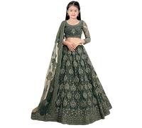 Suppar Sleave Vêtements ethniques traditionnels pour filles brodé Lehenga Choli, Multicolore, 9-10 Y