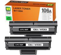 Supply Guy 106A Toner Noir pour HP Laser 107A 107W MFP 135W MFP 137FWG Compatible avec HP 106A W1106A pour Laser 107w 107a 107r 135w 135a 135r (2X 106A Cartouche de Toner avec Puce)