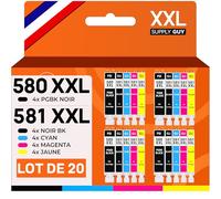 Supply Guy 580XXL 581XXL Cartouches Compatible avec Canon PGI-580 CLI-581 pour Pixma TS705 TS705a TS6350 TS6350a TS6351 TS6351a TS6300 TR8550 TS9550 TR7550 Multipack 20 Cartouche Encre 580 581 XXL