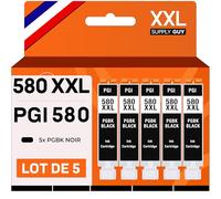 Supply Guy 580XXL Cartouches Noir PGBK compatibles avec Canon PGI-580 XXL pour Pixma TS705 TS705a TS6350 TS6350a TS6351 TS6351a TS6300 TR8550 TS9550 Multipack 5 Cartouches d'encre