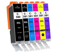 Supply Guy 6 Cartouches d'encre XXL Compatible avec Canon PGI-580 CLI-581 pour Pixma TS8100 TS8150 TS8151 TS8152 TS8200 TS8250 TS8251 TS8252 TS8300 TS8350 TS8351 TS8352 TS9100 TS9150 TS9155