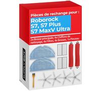 Supply Guy Accessoires compatible avec Roborock S7 MaxV Ultra, Plus, Max Ultra, MaxV S7 Pro Ultra Pièces détachées robot aspirateur 2 brosse principale,4 filtres,4 brosses latérales,4 lingettes