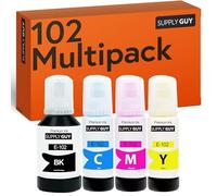Supply Guy Cartouches d'encre compatibles avec Epson 102 pour EcoTank ET-4850 ET-2850 ET-2856 ET-3850 ET-4856 ET-15000 (Multipack 102 de 1x127ml, 3x70ml)