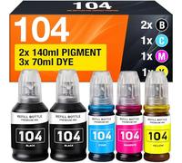 Supply Guy Encre 104 Compatible avec Epson 104 Bouteilles d'encre pour EcoTank ET-4800 ET-2812 ET-2871 ET-2870 ET-2810 ET-2811 ET-2815 ET-2821 ET-2710 ET-2711 (Multipack 5)