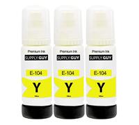 Supply Guy Encre Compatible avec Epson 104 Jaune pour ET-2710 ET-2711 ET-2712 ET-2714 ET-2715 ET-2720 ET-2721 ET-2726 ET-2810 ET-2815 ET-2820 ET-2821 ET-2825 ET-2826 ET-4700 ET-4800 (3 x 70ml)