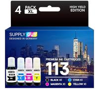 Supply Guy Encre compatibles avec Epson 113 pour EcoTank ET-5150 ET-5170 ET-5800 ET-5850 ET-16150 ET-16650 (4 Bouteilles d'encre de 1x127ml, 3x70ml)