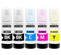 Supply Guy Encre compatibles avec Epson 664 pour EcoTank ET-2500 ET-2550 ET-2600 ET-2650 ET-3600 ET-4500 (5 Bouteilles d'encre de 5x70ml)
