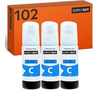Supply Guy Encre Cyan compatibles avec Epson 102 pour EcoTank ET-4850 ET-2850 ET-2856 ET-3850 ET-4856 ET-15000 (3 Bouteilles d'encre de 3x70ml)