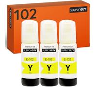 Supply Guy Encre Jaune compatibles avec Epson 102 pour EcoTank ET-4850 ET-2850 ET-2856 ET-3850 ET-4856 ET-15000 (3 Bouteilles d'encre de 3x70ml)