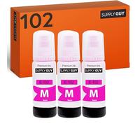 Supply Guy Encre Magenta compatibles avec Epson 102 pour EcoTank ET-4850 ET-2850 ET-2856 ET-3850 ET-4856 ET-15000 (3 Bouteilles d'encre de 3x70ml)