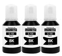 Supply Guy Encre Noir pigmenté compatibles avec Epson 105 106 pour EcoTank ET-7700 ET-7750 L7160 L7180 (3 Bouteilles d'encre de 3x127ml)
