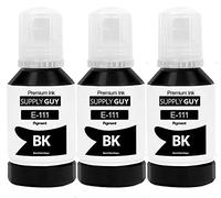 Supply Guy Encre Noir pigmenté compatibles avec Epson 111 pour EcoTank ET-M1100 ET-M1120 ET-M1140 ET-M1170 ET-M1180 (3 Bouteilles d'encre de 3x127ml)