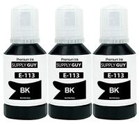 Supply Guy Encre Noir pigmenté compatibles avec Epson 113 pour EcoTank ET-5850 ET-5800 ET-5150 ET-5170 (3 Bouteilles d'encre de 3x127ml)