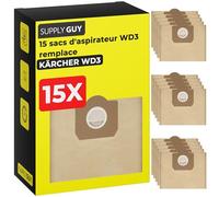 Supply Guy WD3 Sacs compatibles avec Karcher WD1 WD2 WD3 MV3 SE4000 4001 4002 Pièces de rechange 15 sacs de remplacement remplace 6.959-130.0 Sacs aspirateur (15 Set)