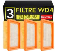 Supply Guy WD4 Filtre compatible avec Karcher KFI 4410 WD4 WD5 WD6 MV6 SE5 SE6 Pièces de rechange 3 filtres de remplacement remplace 2.863-005.0 (3 Set Filtre d’aspirateur)