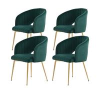 SUPPNEED Lot de 4 chaises de salle à manger en velours, chaises de table à manger, chaises rembourrées avec accoudoirs, dossier incurvé, pieds dorés, chaises de cuisine, fauteuils pour salon, chambre