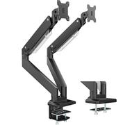 Support 2 Écran PC Moniteur, Lourd Premium Aluminium Bras Articulé Ressort à Gaz pour Double Écrans 17-35"", Hauteur Réglable Inclinaison Pivot et Fixation Bureau, Bras Supporte 15 kg par Bras